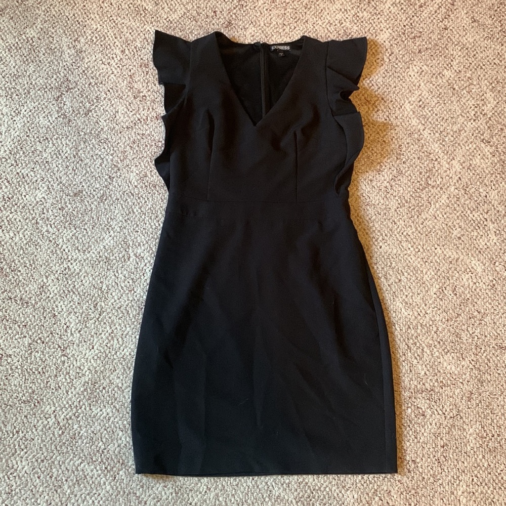 Express black ruffle sleeve dress